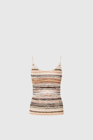 Missoni Camiseta de tirantes de viscosa gofrada con estampado de ondas lamé, Mujer, , Talla: 40