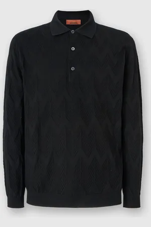 Missoni Polo de manga larga en algodón chevron 3D y seda, Hombre, , Talla: 48