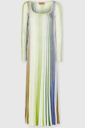 Missoni Vestido largo parcial de rayas con lentejuelas y manga larga, Mujer, , Talla: S