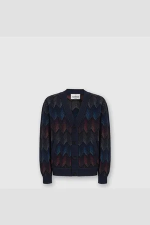 Missoni Cárdigan degradado de mezcla de algodón con chevron y bolsillos, Hombre, , Talla: 46