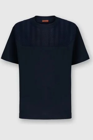 Missoni Camiseta de punto de algodón con inserto en zigzag, Hombre, , Talla: L