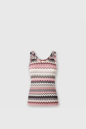 Missoni Camiseta de tirantes con estampado en zigzag de lamé dentado, Mujer, , Talla: 40