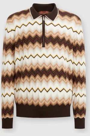 Missoni Polo de manga larga de lana y algodón en zigzag, Hombre, , Talla: 48