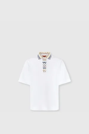 Missoni Polo de punto de algodón con inserciones de punto chevron, Hombre, , Talla: L