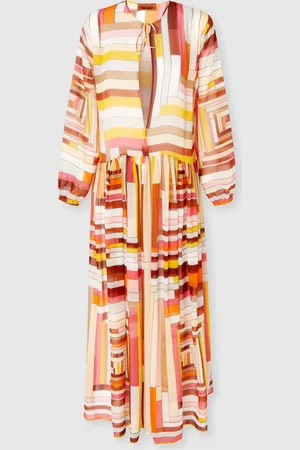 Missoni Vestido largo de seda estampada con mangas largas, Mujer, , Talla: S