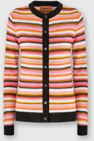 Missoni Cárdigan de algodón y viscosa a rayas con ribete en contraste, Mujer, , Talla: 38