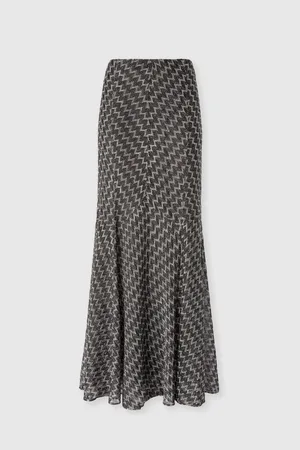 Missoni Falda larga acampanada en mezcla de viscosa lamé en zig zag, Mujer, & Multicolor, Talla: 40