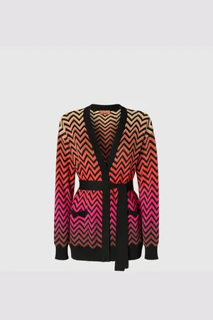 Missoni Cárdigan con motivo de chevron degradado con cinturón, Mujer, , Talla: 40