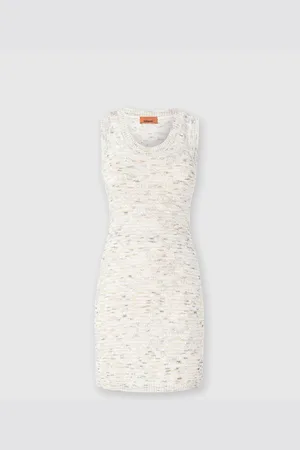 Missoni Minivestido sin mangas de punto flameado con lentejuelas, Mujer, & Beige, Talla: 40