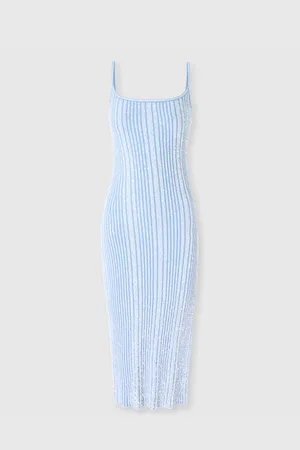 Missoni Vestido midi de canalé sin mangas con lentejuelas y abertura, Mujer, , Talla: 40