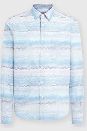 Missoni Camisa de popelina de algodón con estampado en zigzag, Hombre, & Gris, Talla: 48
