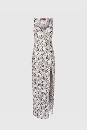 Missoni Vestido largo encubierto en mezcla flameada de viscosa en zigzag, Mujer, , Talla: 40