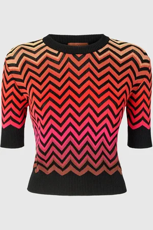 Missoni Jersey de manga corta y cuello redondo con motivo de chevron degradado, Mujer, , Talla: 40