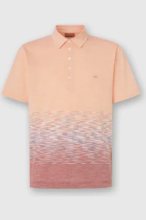 Missoni Polo flameado de algodón y lino con bordado en zigzag, Hombre, & Rojo, Talla: M