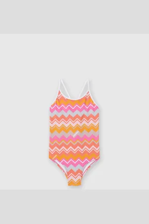 Missoni Bañador de una pieza con estampado en zig zag y logo, Niña, & Rojo, Talla: 10
