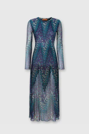 Missoni Vestido largo con estampado parcial en zigzag, Mujer, , Talla: 38