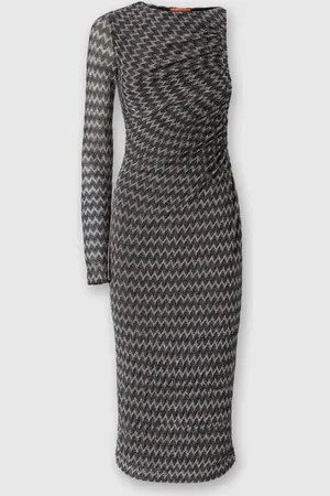 Missoni Vestido midi de un solo hombro en viscosa lamé, Mujer, & Multicolor, Talla: 38