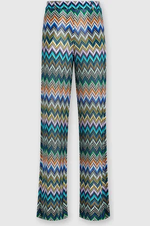 Missoni Pantalón recto de viscosa con zigzag desplazado, Mujer, & Multicolor, Talla: 40
