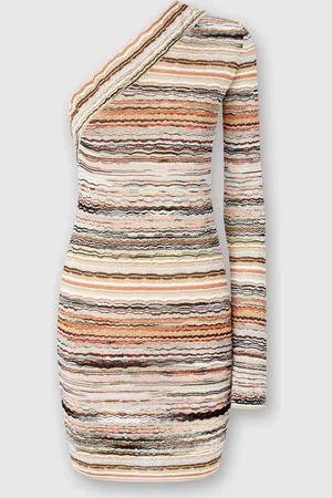 Missoni Minivestido de un solo hombro en viscosa lamé gofrado con motivo de ondas, Mujer, , Talla: 40
