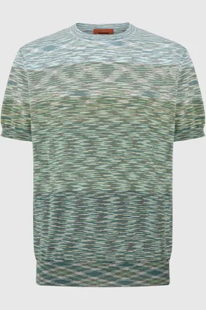 Missoni Camiseta de cuello redondo de algodón flameado degradado, Hombre, , Talla: 48