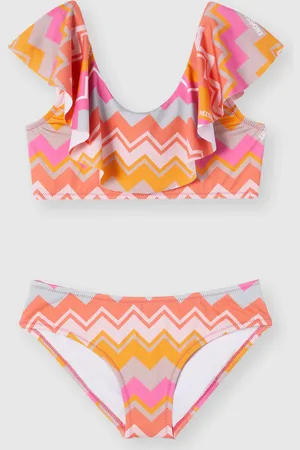 Missoni Bañador bikini con estampado en zig zag y logo, Niña, & Rojo, Talla: 10