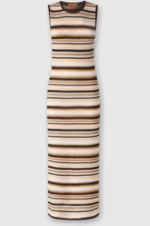 Missoni Vestido midi sin mangas de lana a rayas y viscosa, Mujer, , Talla: 38