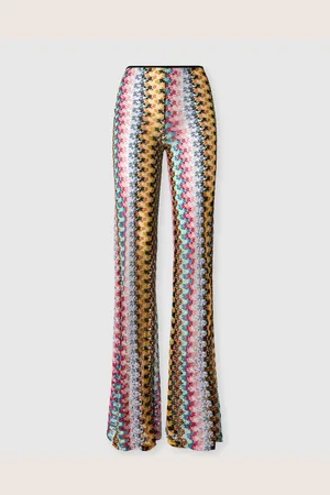 Missoni Pantalón acampanado de tiro bajo en encaje de viscosa lamé, Mujer, , Talla: 38