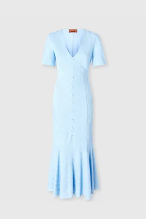 Missoni Vestido largo de algodón y viscosa en zigzag con bajo acampanado, Mujer, , Talla: 40