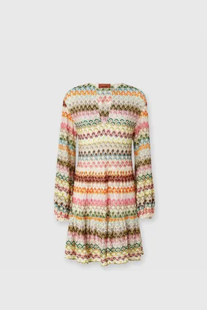 Missoni Vestido corto de manga larga con motivo de zig zag en encaje, Mujer, , Talla: 40