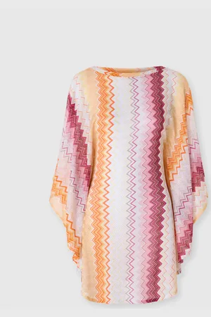 Missoni Caftán corto en mezcla de viscosa lamé en zig zag con mangas de murciélago, Mujer, , Talla: L