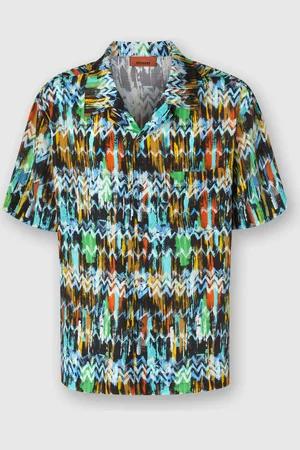Missoni Camisa bowling de viscosa con estampado en zig zag efecto cepillado, Hombre, , Talla: M