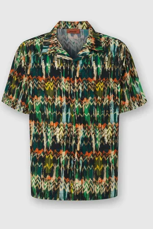 Missoni Camisa bowling de viscosa con estampado en zig zag efecto cepillado, Hombre, , Talla: M