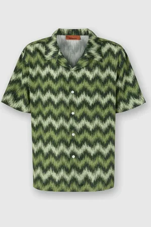 Missoni Camisa de bolos en viscosa en zig zag estampada con frecuencia perturbada, Hombre, , Talla: M