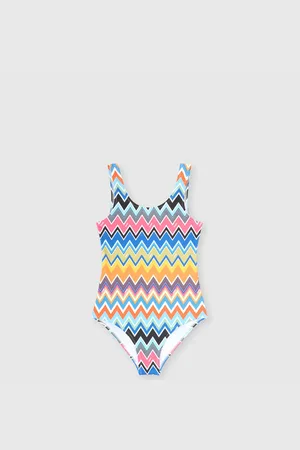 Missoni Bañador de una pieza con escote redondo y estampado zig zag en la parte superior, Niña, , Talla: 10