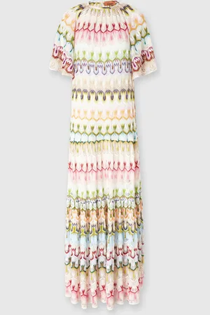 Missoni Vestido largo de manga corta con detalles florales de encaje, Mujer, , Talla: S