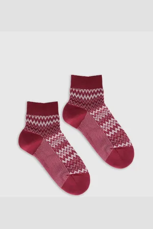 Missoni Calcetines cortos mezcla de algodón zig zag, Mujer, , Talla: L
