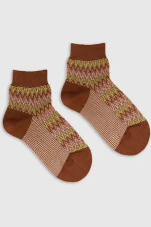 Missoni Calcetines cortos mezcla de algodón zig zag, Mujer, , Talla: L