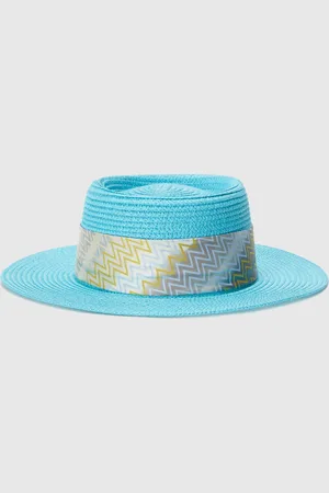 Missoni Sombrero de paja con banda de patrón en zigzag, Mujer, , Talla: UNIC