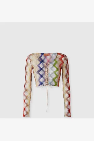Missoni Crop top de manga larga con atadura al frente, Mujer, , Talla: 40