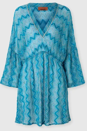 Missoni Vestido encubierto en viscosa lamé en zig zag con mangas anchas, Mujer, , Talla: 36
