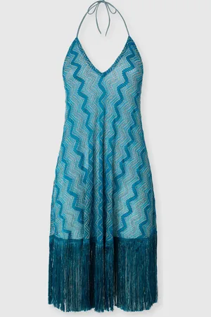 Missoni Vestido encubridor de viscosa lamé en zig zag con flecos, Mujer, , Talla: 36