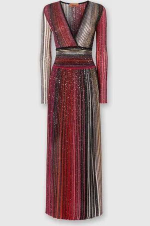Missoni Vestido largo plisado con paillettes, Mujer, & Rojo, Talla: 38