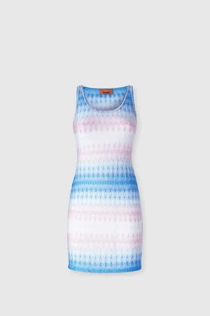 Missoni Copricostume corto con escote tipo canotte y motivo degradé, Mujer, & Rosa, Talla: 40