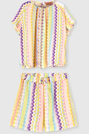 Missoni Conjunto de dos piezas con camisa de manga corta y shorts con estampado zig-zag., Niña, , Talla: 10