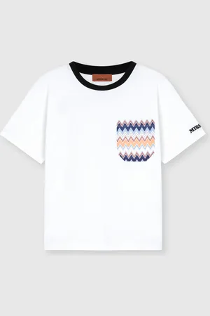 Missoni Camiseta de cuello redondo con estampado en zigzag en el bolsillo, Niño, , Talla: 10
