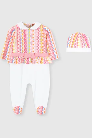 Missoni Conjunto de bodys y gorro para recién nacido con estampado zig-zag y logo, Niña, , Talla: 1