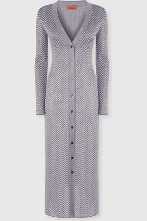 Missoni Cardigan largo con motivo ondulado, Mujer, & Gris, Talla: L