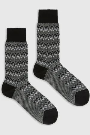Missoni Calcetines cortos de mezcla de algodón con estampado zig-zag., Hombre, , Talla: L