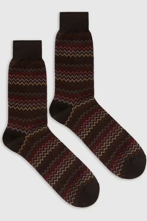 Missoni Calcetines cortos de algodón puro con estampado zig-zag., Hombre, , Talla: M