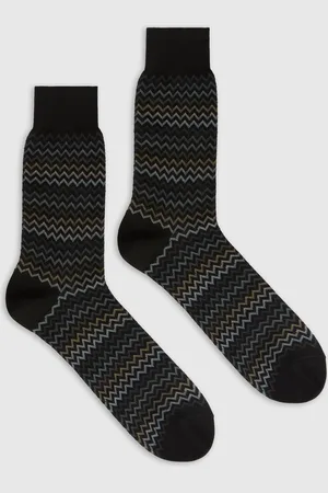 Missoni Calcetines cortos de algodón puro con estampado zig-zag., Hombre, , Talla: L